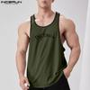 INCERUN Summer Men Round Neck Sleeveless Print Casual Loose Tank Tops