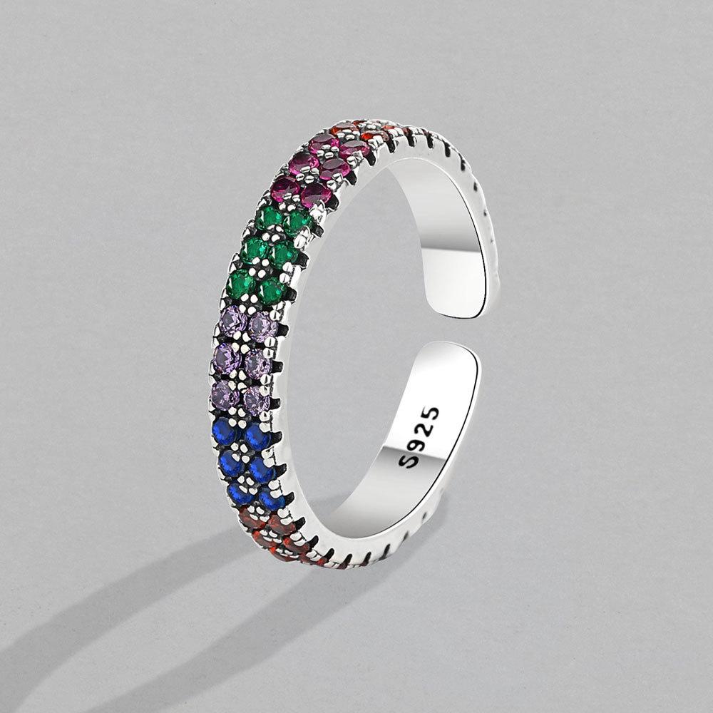 Buyee Copper Female Ring Finger Multi Color Crystal Open Ring Finger For Women Fashion Party Fine Jewelry Circle