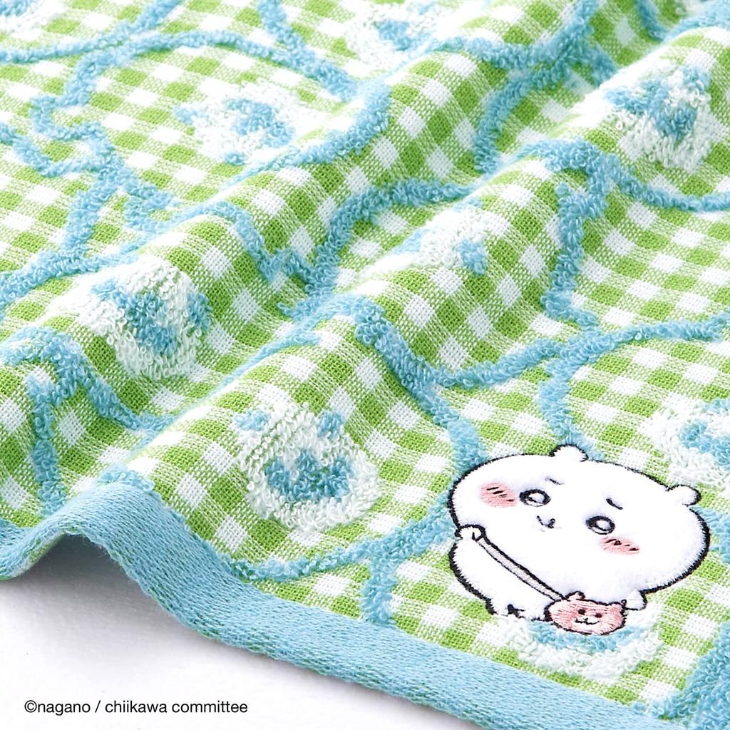 Chiikawa Pochette Gauze 34 X 35 Cm Washcloth, Green, Pile, Cute, 41-1071070, Approx.