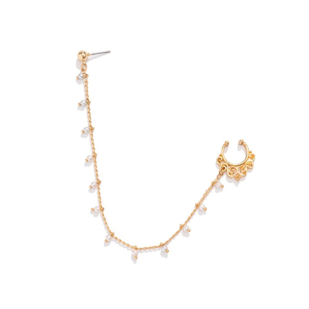 Tassel Pearl Nose Rings Silver Butterfly Stud Earrings Trendy Fake Nostril Piercing Clip  Boys