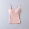 Canottiera da donna con spalline sottili, vestibilità aderente, tinta unita, basic, casual, corta