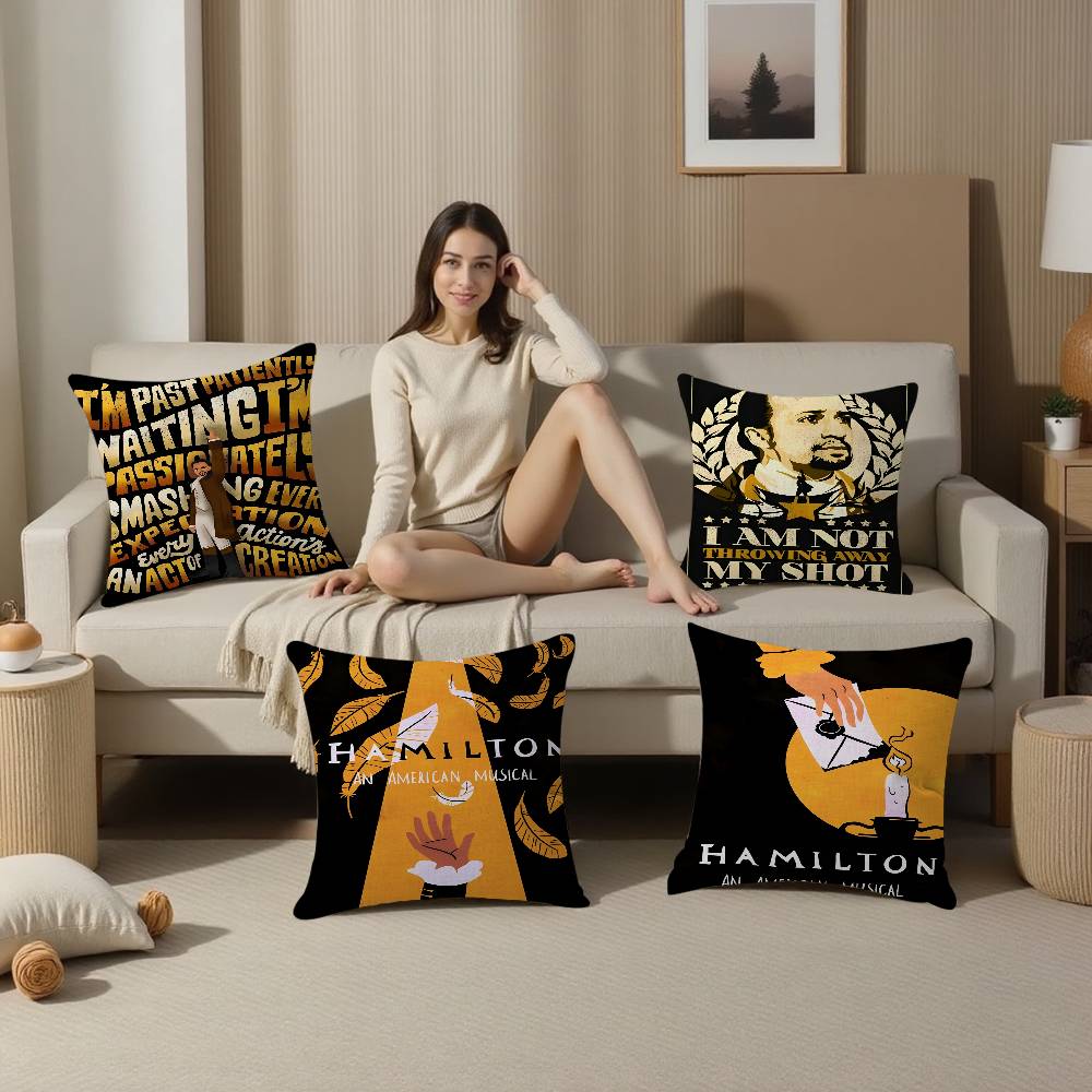 merican Musical Hamilton Pillow Case Cushion Cover Car Throw Pillow Case For Sofa Car Christmas Gift 40x40cm 45x45cm