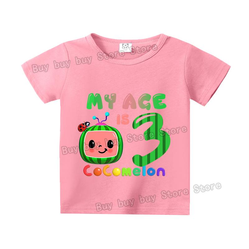 Cocomelons Kids Short Sleeve T-shirt Number 1-9 Cartoon Birthday Children Clothing Summer Sportswear Tshirt Boys Colorful Tee