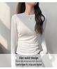 2025 Autumn/Winter Women's Solid Color Slimming Long Sleeve Round Neck Base Shirt