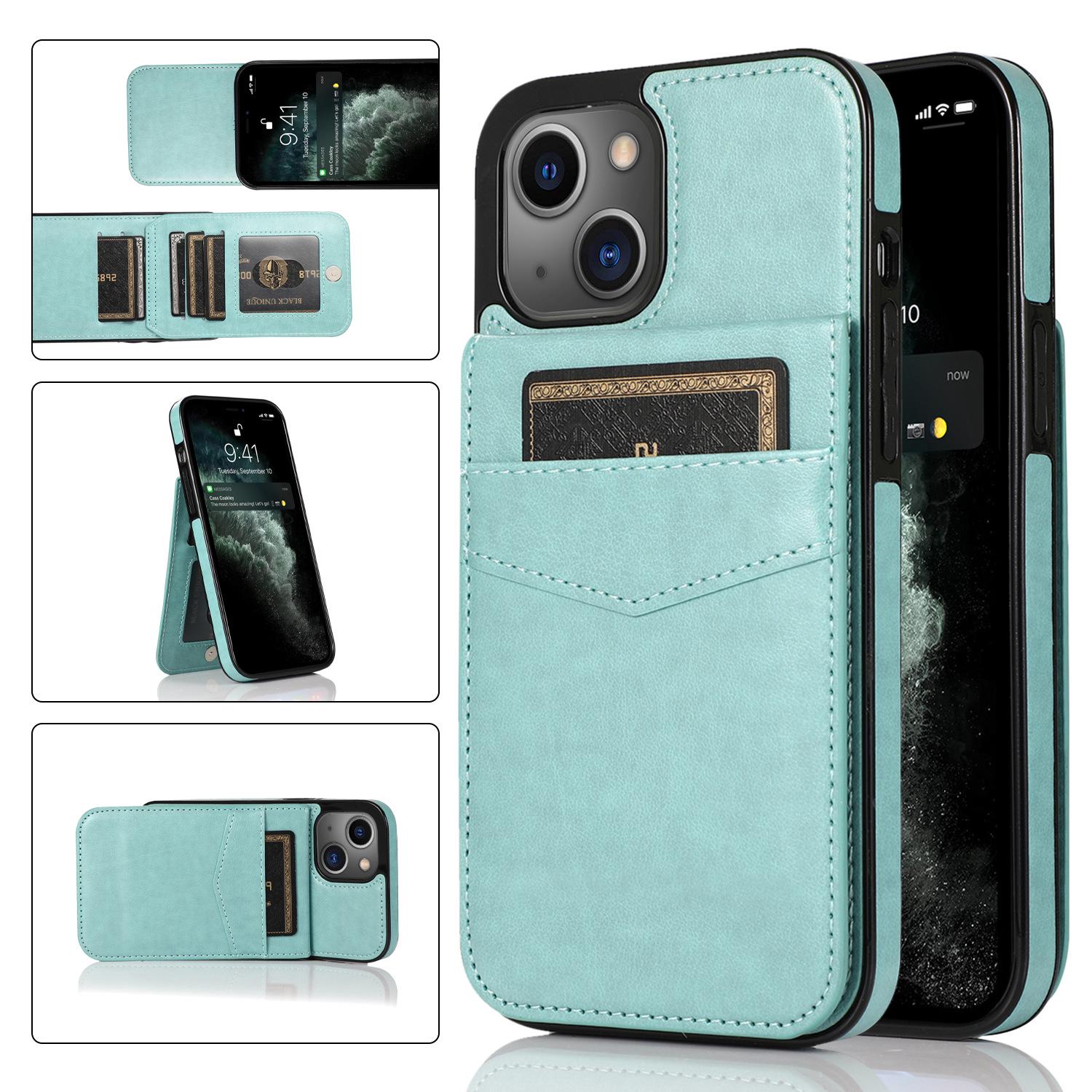 

Apple iPhone 17 Pro Max Crazy Horse Leather Flip Case iPhone 14 Plus 6.7 небо синє кольору