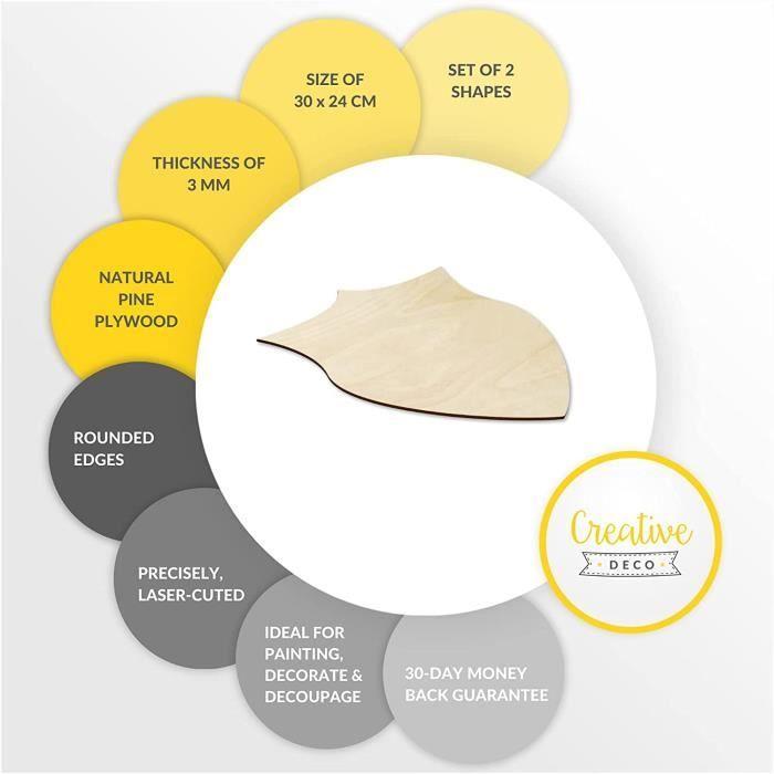 Formes De Bouclier À Décorer - Creative Deco - Lot De 2 - 30 X 24 Cm - Contreplaqué Non Traité