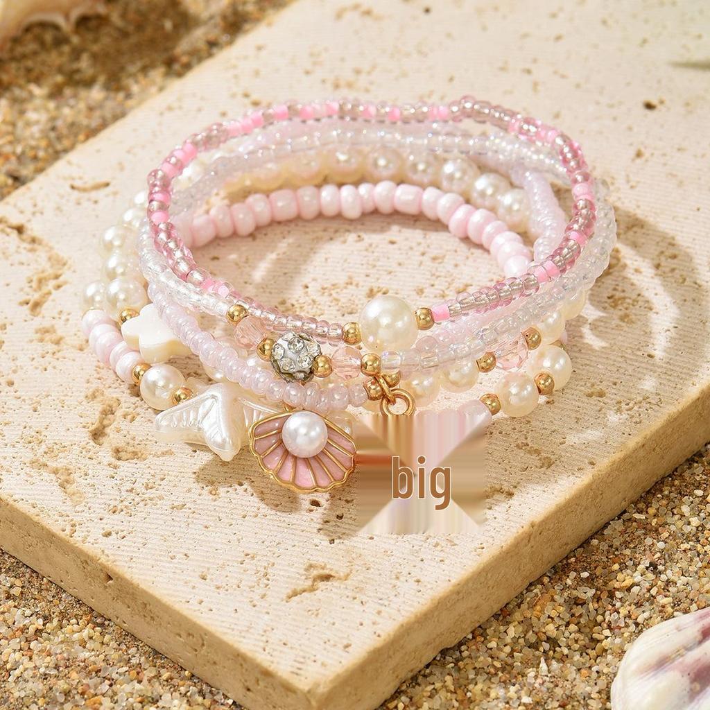 Elegant Ocean-Inspired Starfish Pearl & Rhinestone Beaded Bracelet Set