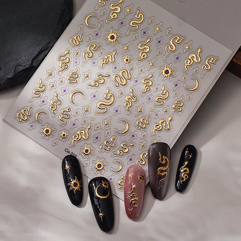 Zodiac Snake Year Nail Art Sticker Nail Decal Self-Adhesive Nail Stickers Punk Snake Nail Art Decorations Manicure Decals