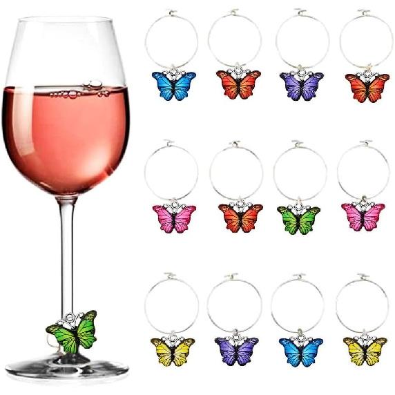 Zhiheng 50 Pack Alloy Butterfly Charms Monarch Butterfly Enamel Pendant Beads for Jewelry Making DIY Earring Necklace Bracelets Accessories Wine
