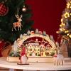 HEITIGN Christmas Decor 38 * 22 * 5CM LED Forest Scene Wooden Village for Mall Window Decorations