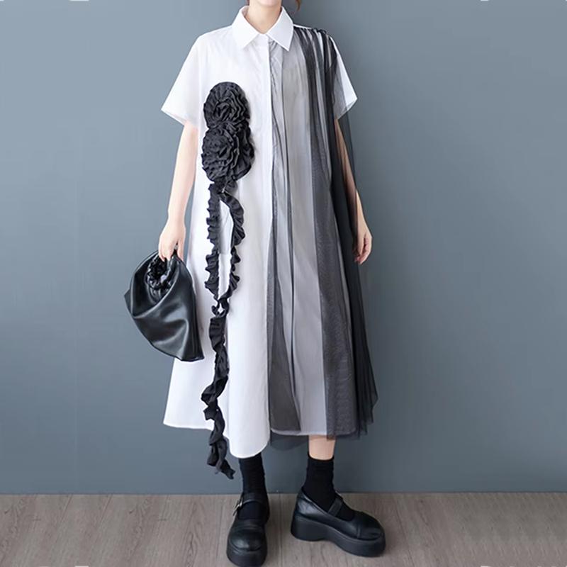 

Xitao Лоскутное сетчатое платье с цветочным узором GYX1626 One Size белый