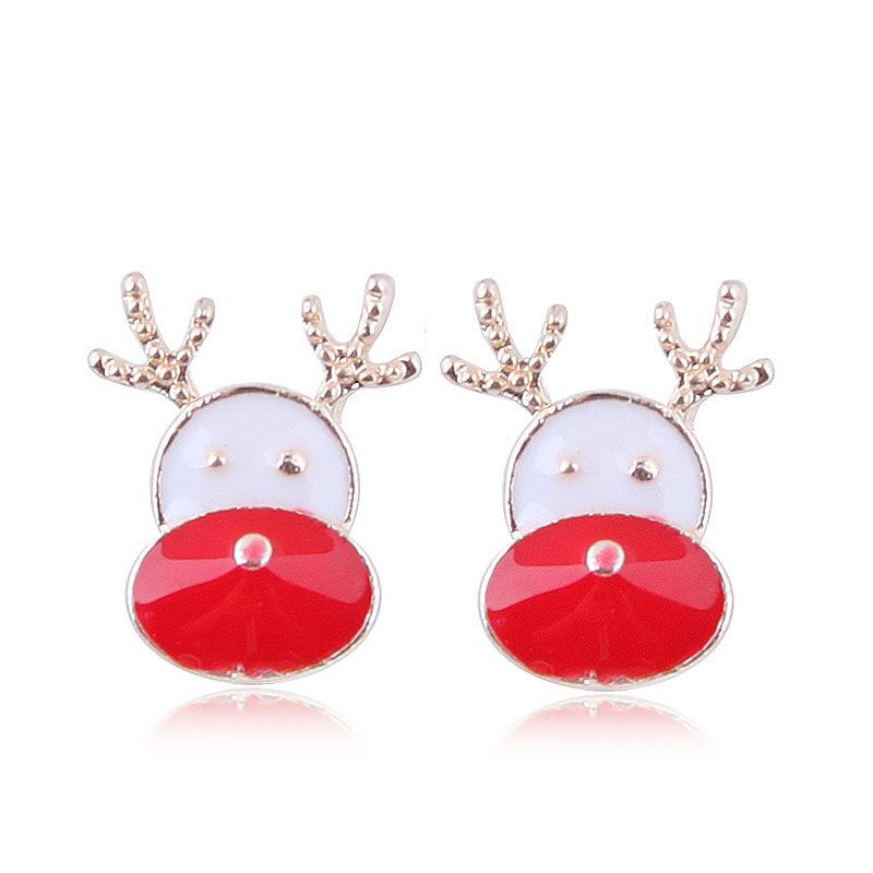 Cute Little Santa Elk Gift Earrings, Flash Diamond Christmas Tree Snowman Earrings