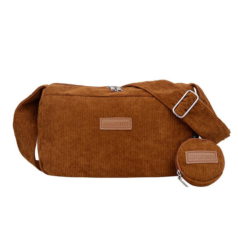 Женская вместительная вельветовая сумка-тоут в корейском стиле для путешествий. YellowBrown