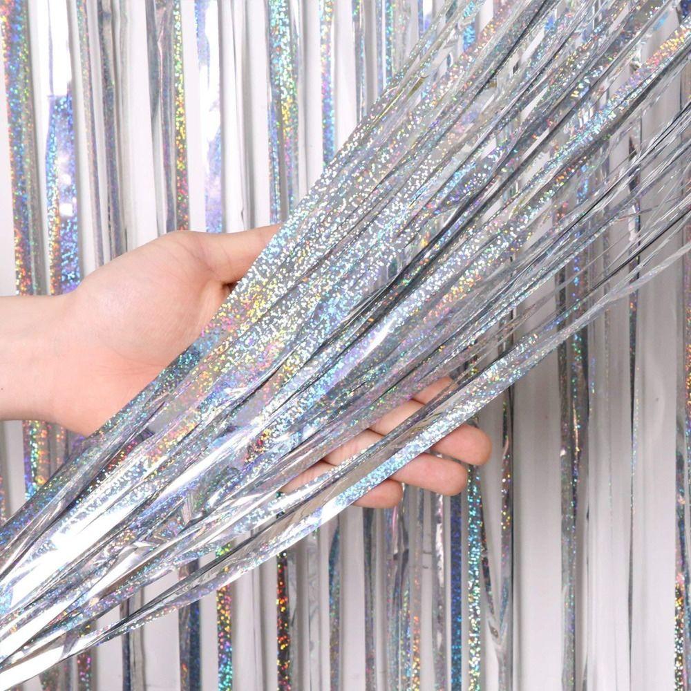 Foil Laser Christmas Wedding Prom Birthday Party Tassels Door Curtain Foil Curtain Rainwire Curtain