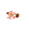 Temperament Pinke Blütenblatt Zirkon Offener Ring Temperament Frau Übertrieben Tropfenöl Blumenring Schmuck Geschenk