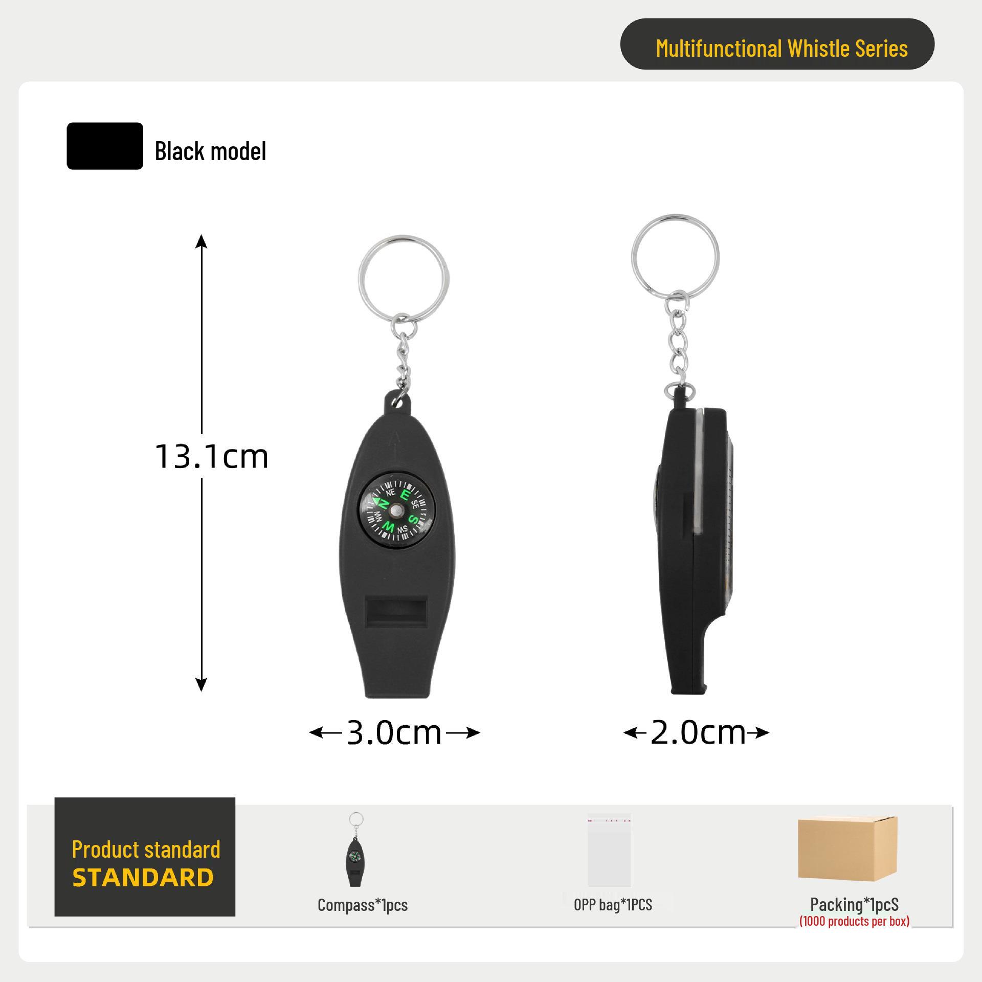 

Водонепроницаемый многофункциональный свисток-компас-подвеска с увеличительным стеклом для использования на открытом воздухе чёрный