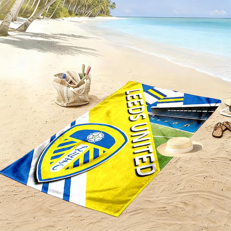 Leeds United Logo Aufdruck Strandtuch, Großes Weiches Schnelltrocknendes Handtuch für Strand Camping Schwimmen
