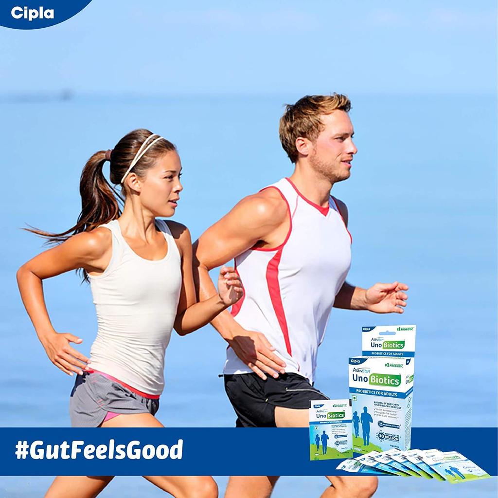 Cipla Activstart Unobiotics Probiotics for Adults 10 Sachets Boost Gut Health and Immunity