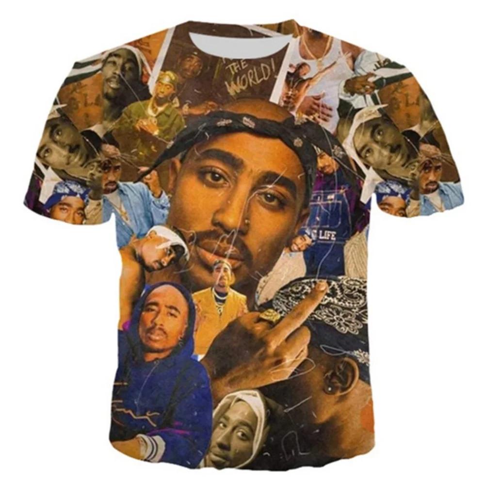 Huiteng1 Nieuw T-shirt Harajuku Heren T-shirt Mode 2pac Grafisch Hip Hop Herenkleding Zomer Casual Mode Ronde Hals Korte Mouw Tops M