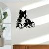 Eisen Wandkunst Border Collie Hund Skulptur Metall Haus Garten Dekor Schwarz Weiß
