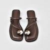 Fashion Clip Toe Women's Slippers Exquisite Metal Decoration Flat Shoes Minimal Daily Versatile Ladies Sandals