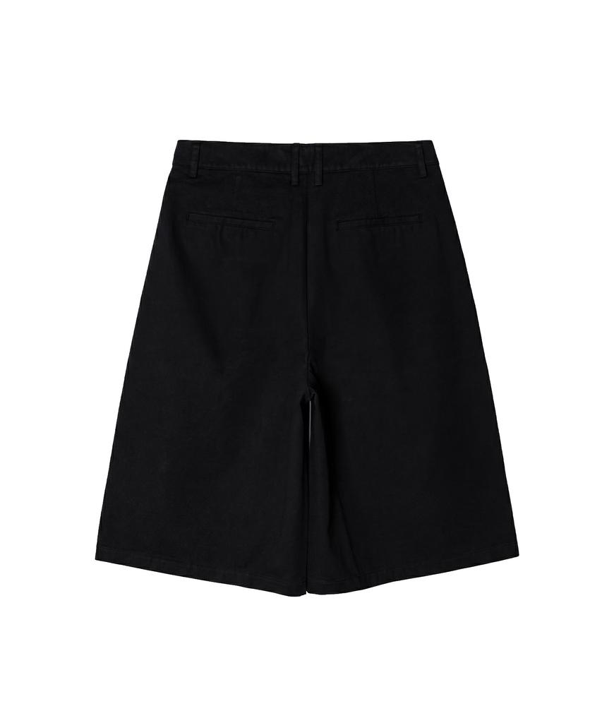 CONNECT KINLOCH Washed Cotton Bermuda Pants [Black]