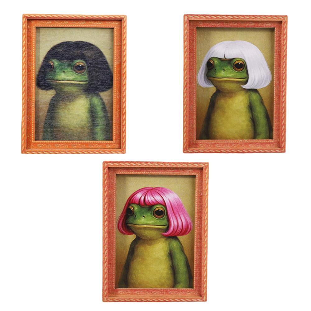 Magnete Divertente a Forma di Rana per Frigorifero con Portafoto Mini Rana di Legno Taglio di Capelli Adesivo per Frigorifero Ornamento Bizzarro per Uso Domestico e Ufficio