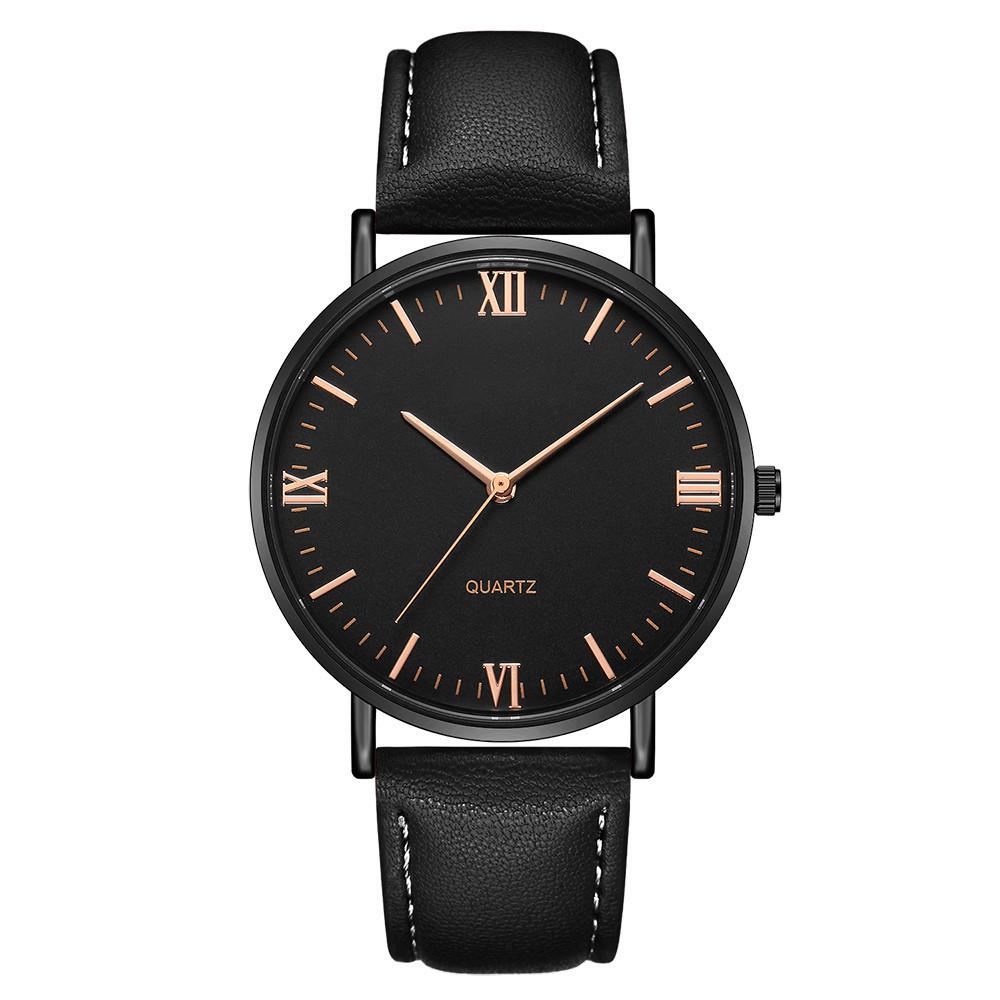 Men'S Roman Scale Ultra-Thin Quartz Belt Watch, Versatile Simple Casual Men'S Watch Student Watch