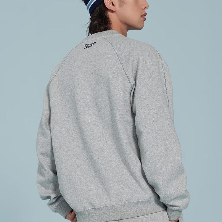 Reebok Letter Embroidery Casual Sports Knit Pullover Vintage American Sweatshirt Unisex sweatshirt Light-Heather-Gray 24SRC305UGG3