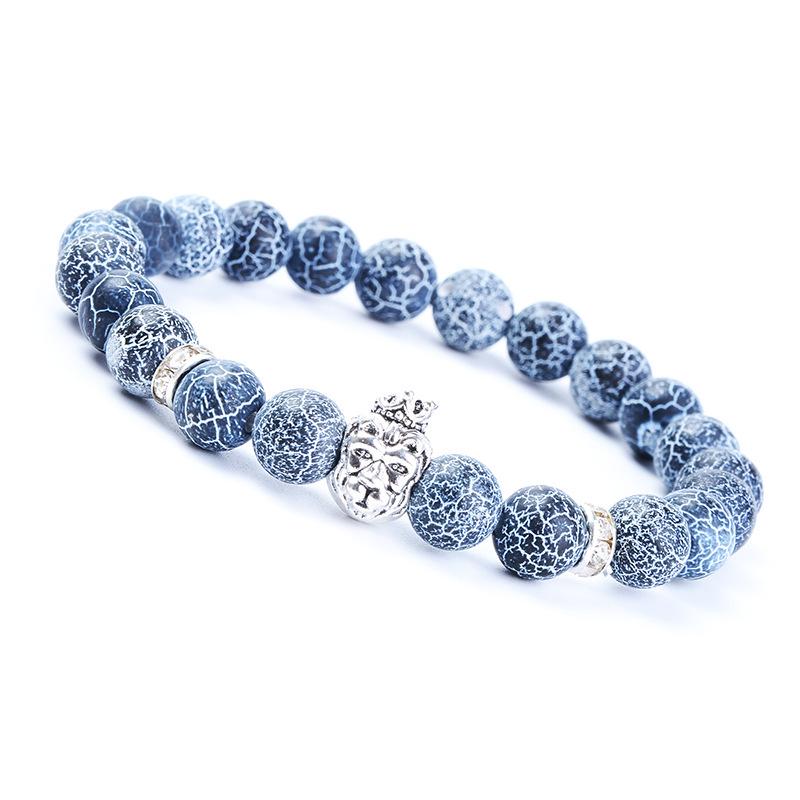 Viennimel Schwarzes verwittertes Achat-Perlenarmband
