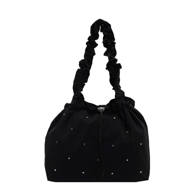 Свежая Сладкая Художественная Тканевая Сумка Женская 2024 Новая Модная Корейская Плиссированная Сумка-Тоут Большая Вместимость Женская one size чёрный