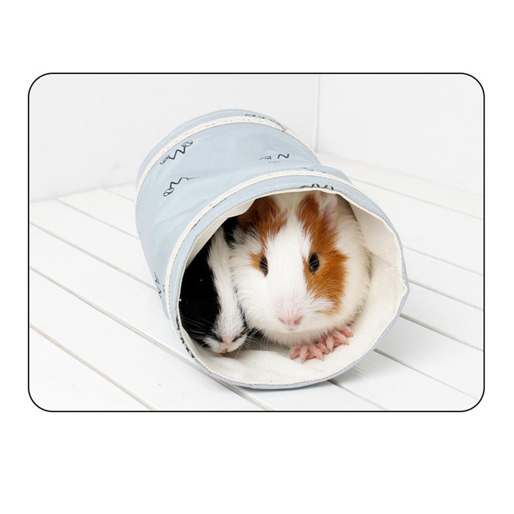 Hamster Tunnel Bed Warm Soft Hideout Small Pet Tunnel Tube Nest for Guinea Pig Lizard Spring Autumn Blue