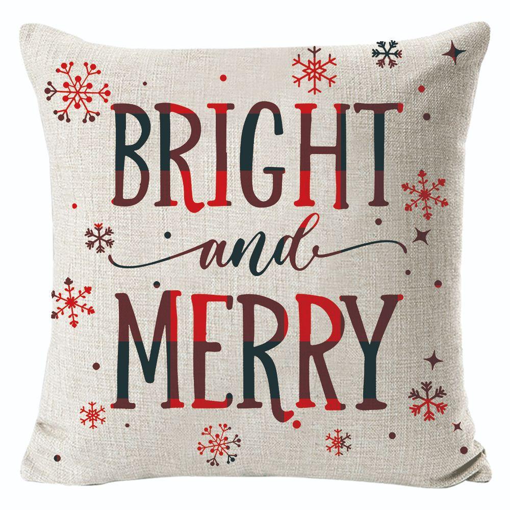 New Christmas Linen Pillow Cover Simple Sofa Pillow Home Printed Cushion Cover