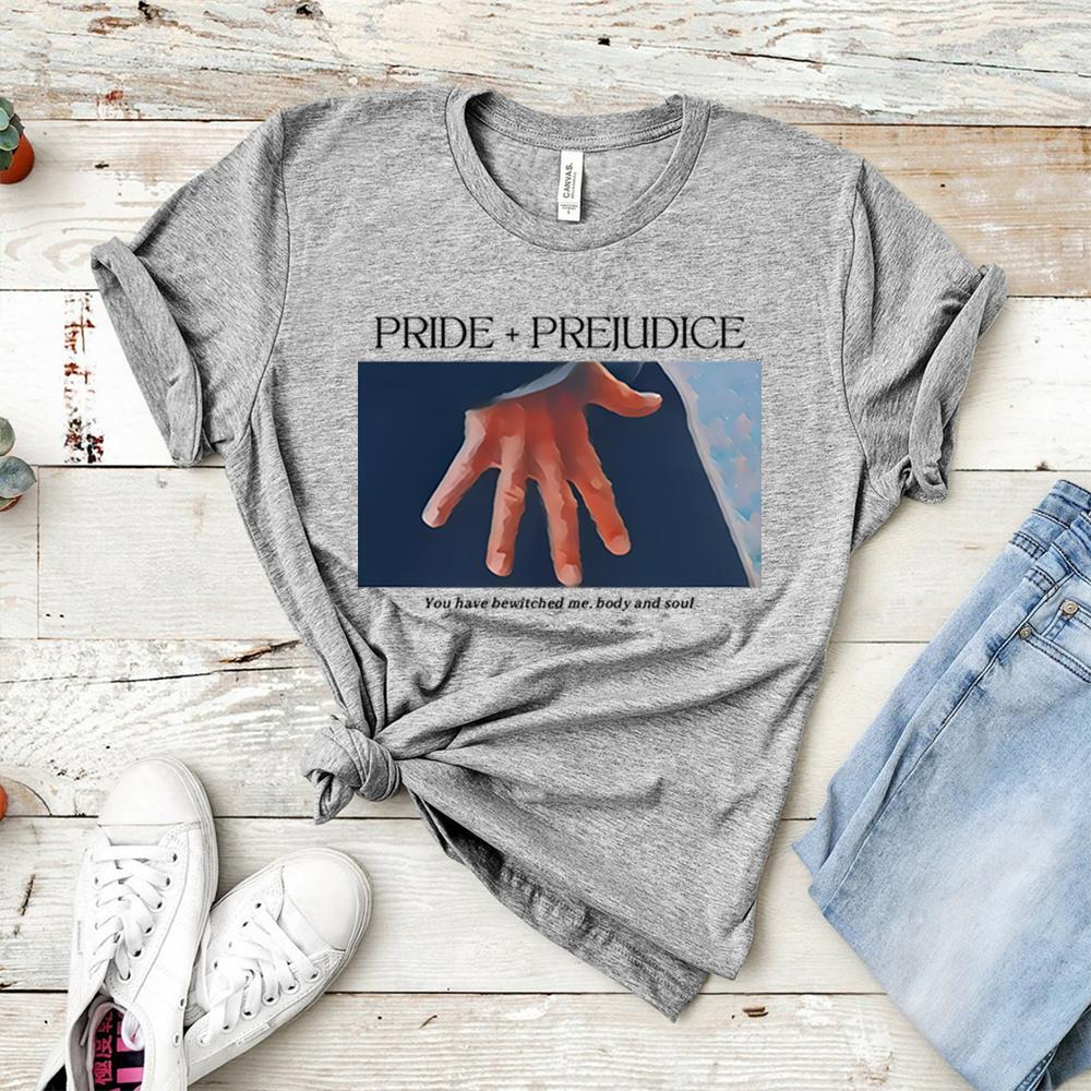 Tričko Pride and Prejudice Scéna s flexem ruky Y2K 90s Tričko Jane Austen Literární tričko Pemberley Milovník knih Tričko Feministické Booktok