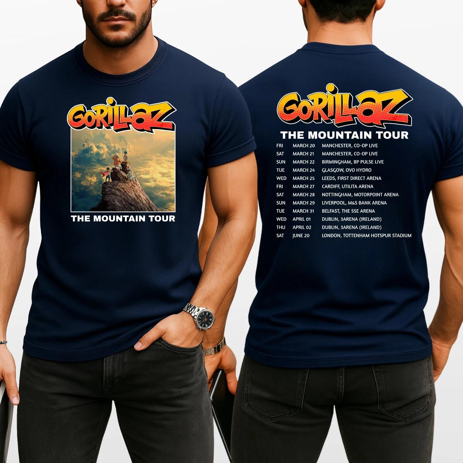 Gorillaz The Mountain Tour T-Shirt | Double Sided Print | Black | Unisex S-4XL XXL