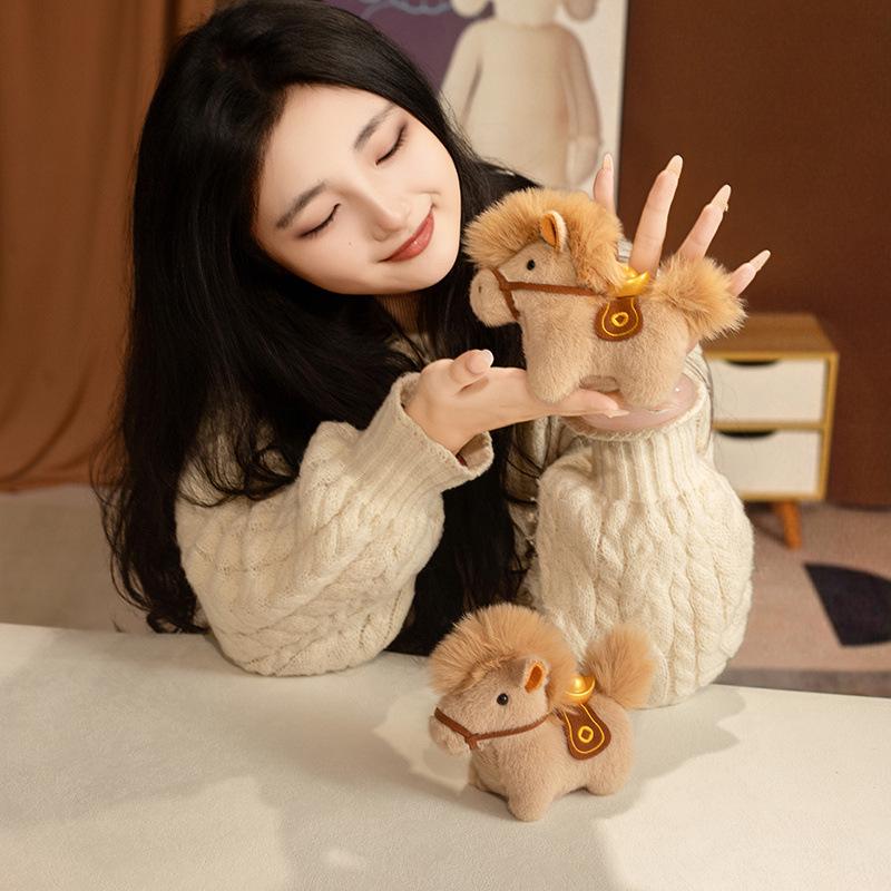 Cute Zodiac Horse Plush Keychain: New Year Ingot Ornament Gift