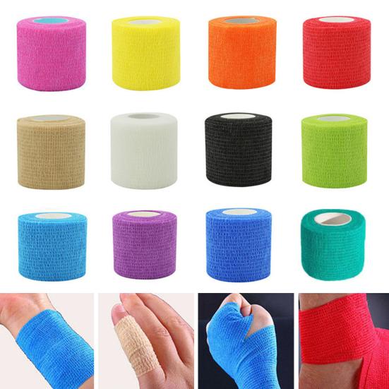 12Pcs Sports Bandage Wrap Self-adhesive Breathable Elastic Non-woven Fabric Athletes Body Legs Knee Ankle Compression Wrap
