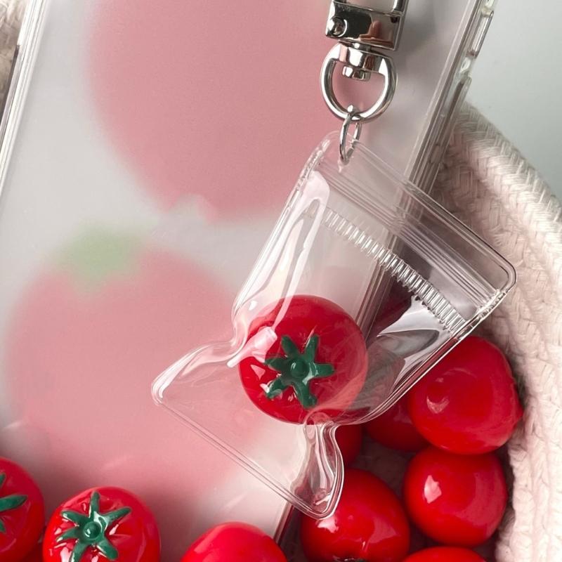 Cute Tomato Charm Phone Accessory Attractive Tomato Pendant Phone Adornment Keychain for Stylish Accessory Lovers