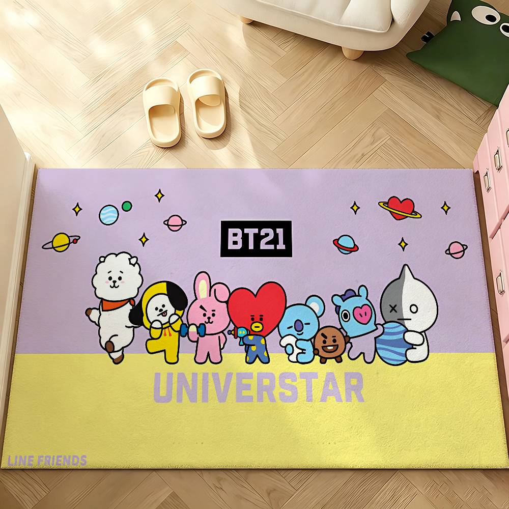 Cute A-bt21S Cartoon Carpet Bathroom Anti-slip Mat Door Mat Home Decoration Mat Entrance Door Mat Scratch-resistant Door Mat