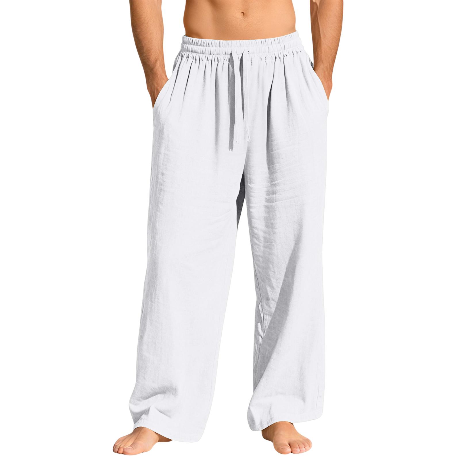 

Men s Relaxed-Fit Drawstring Straight-Leg Pants XL білий