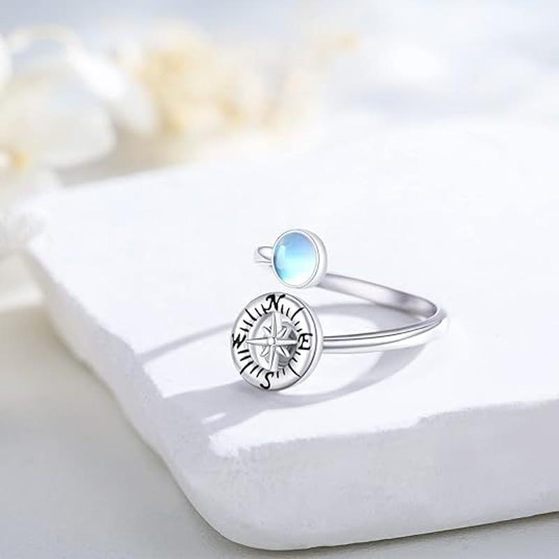 

Vintage Rings Octagram Dial Adjustable Spinning Minimalist Celestial Zircon For Women Celestial Stackable Pinky Ring resizable