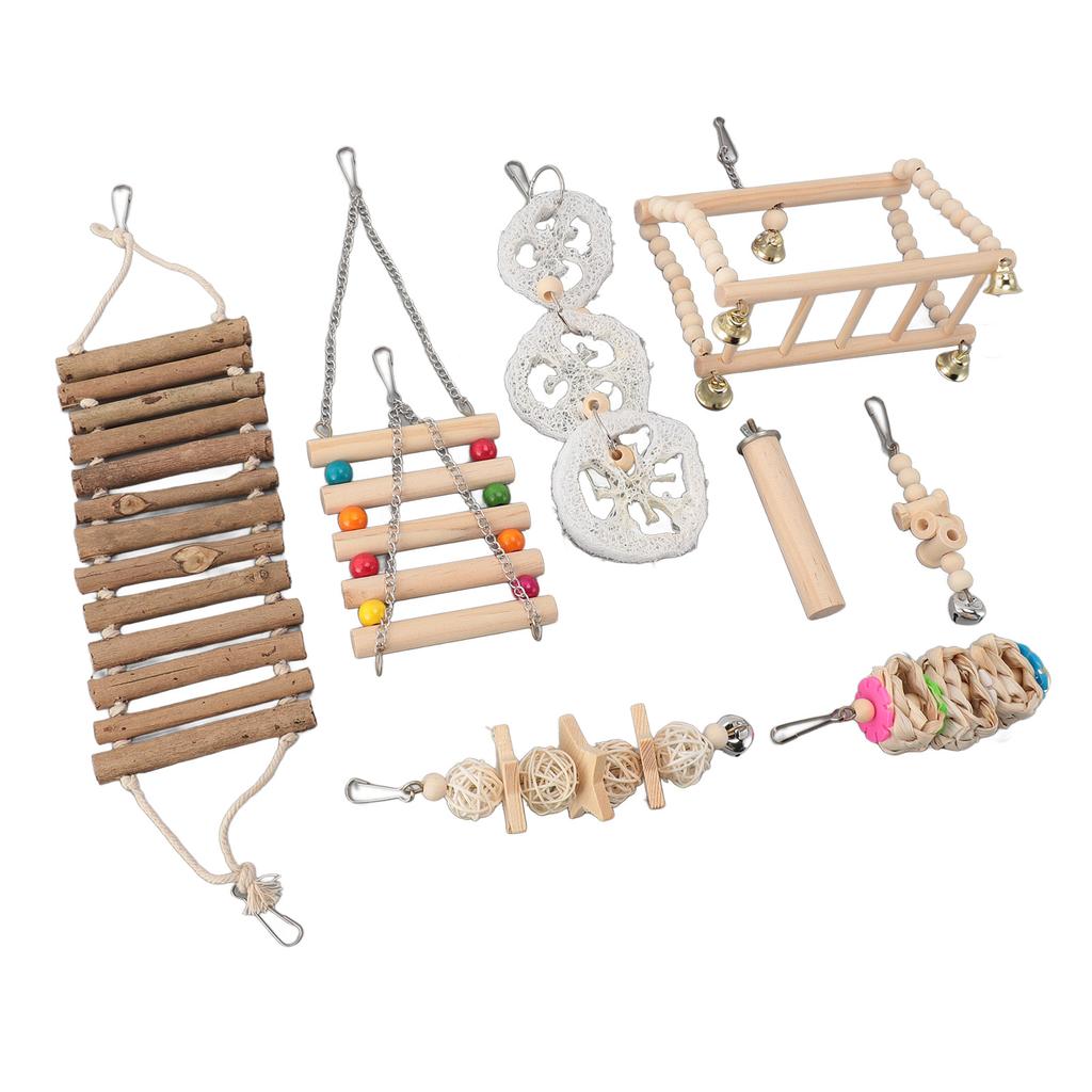 8pcs Parrot Chewing Toy Shredding Foraging Toys Climbing Ladder Cage Toys for Medium Small Size