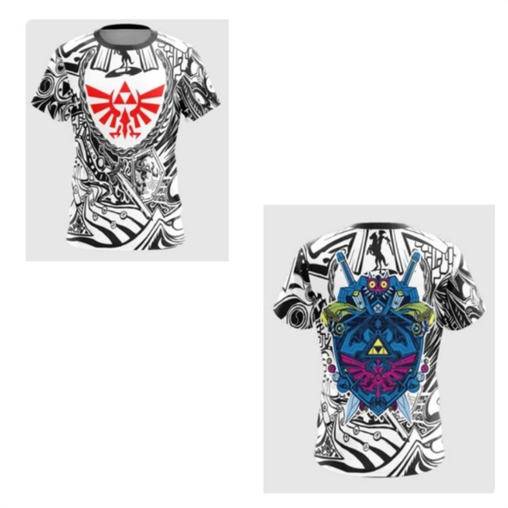 ETST 005 Zelda Cosplay Zomer Heren Etnische Elementen Comfortabel en Ademend Mesh T-shirt Heren Street Vrije tijd Ronde Hals Korte mouw S