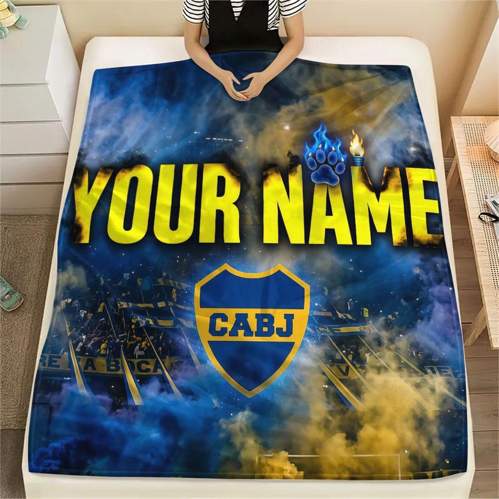 Custom Name,Boca Juniors Printed Flannel Blanket, soft throw for bedroom sofa, washable, Christmas present, great gift.
