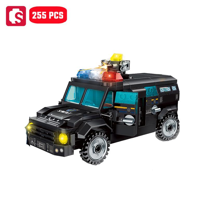 SEMBO Militärfahrzeug Flugzeug Bausatz MOC Hubschrauber Polizeiauto Jungen Spielzeug Geburtstagsgeschenke no box