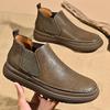 Fashion New Casual Leather Mens Chelsea Boots Fashion Brand Male Motorcycle Boots Comfortable Men High Top Shoes Handmade Elegant Botas