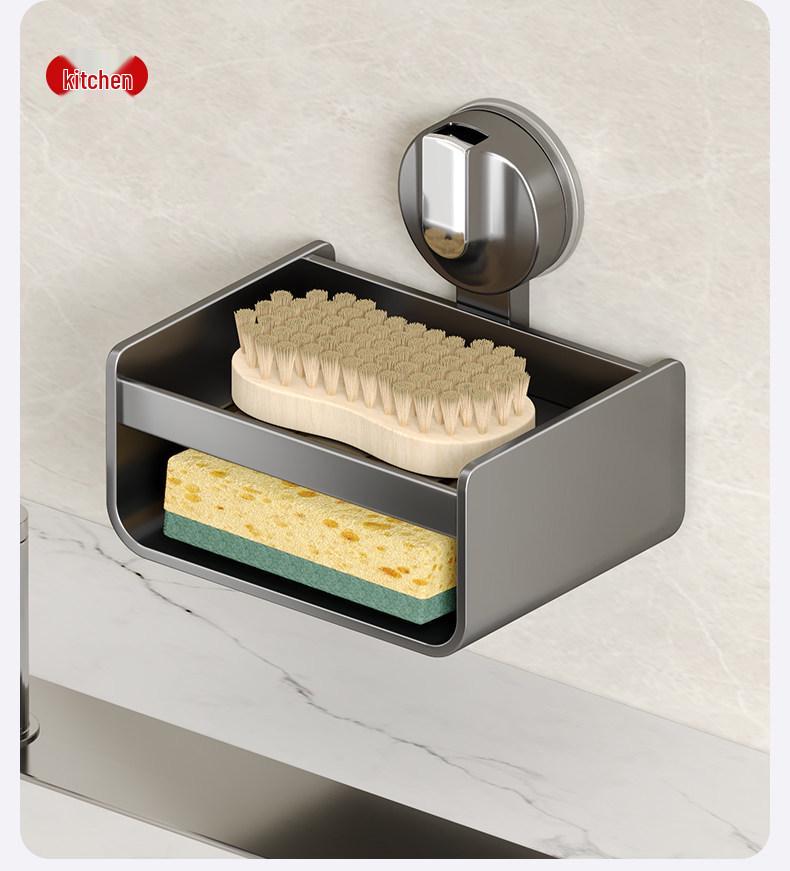 Wall-Mounted Soap Holder with Suction Cup for Bathroom Storage