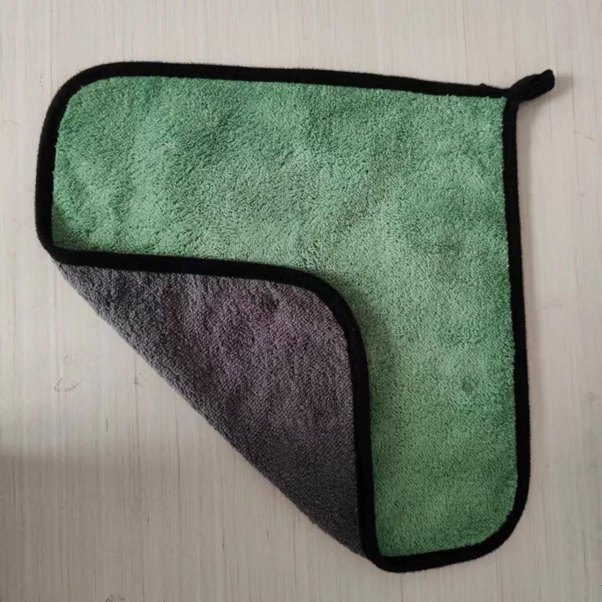 

Двостороння towel з коралового флісу для миття автомобіля - Товста, багатофункціональна серветка для чищення 25x25cm зелений/сірий колір