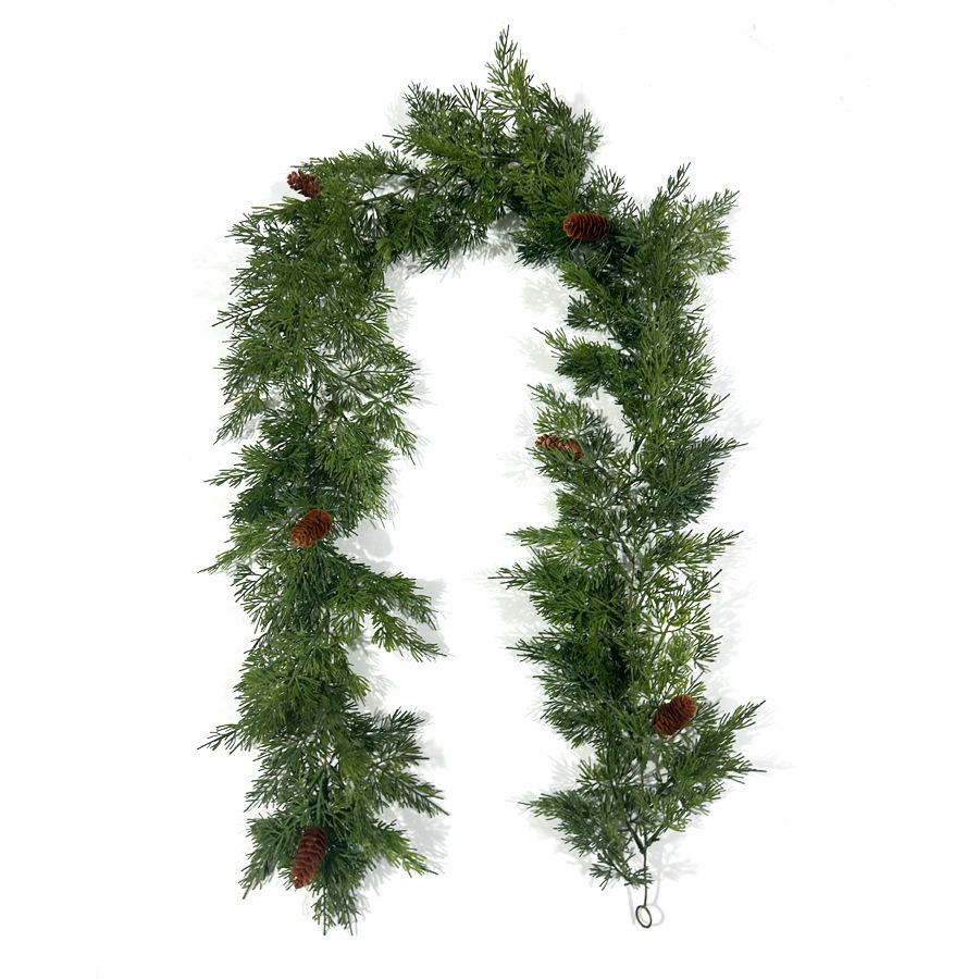 Artificial Christmas Cypress Pine Vine Décor with Plastic Greenery