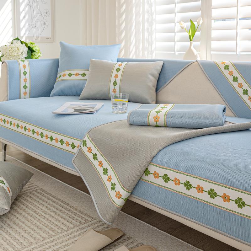 Ice Silk Sofa Cushion Non -Slip Summer Cushion Simple Summer Mat Cool Pad High -End Leather Sofa Cover Towel Seat Cushion